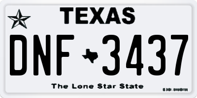 TX license plate DNF3437