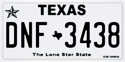 TX license plate DNF3438