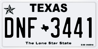 TX license plate DNF3441