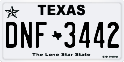 TX license plate DNF3442