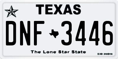 TX license plate DNF3446
