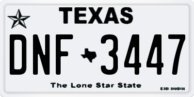 TX license plate DNF3447