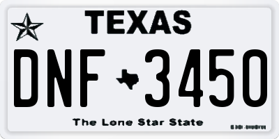TX license plate DNF3450