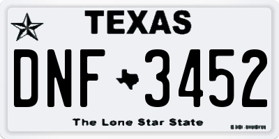 TX license plate DNF3452
