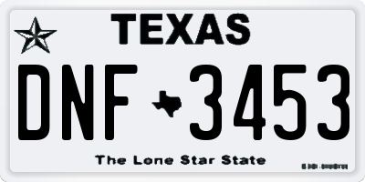 TX license plate DNF3453