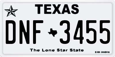TX license plate DNF3455