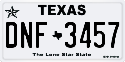 TX license plate DNF3457
