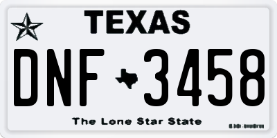 TX license plate DNF3458