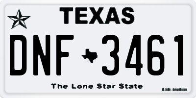 TX license plate DNF3461