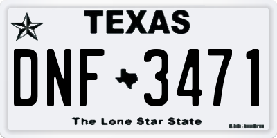 TX license plate DNF3471
