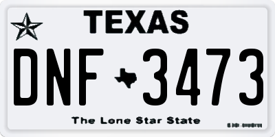 TX license plate DNF3473