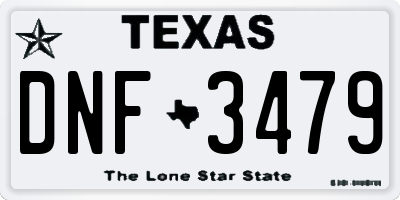 TX license plate DNF3479