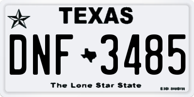TX license plate DNF3485