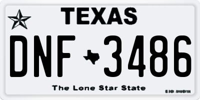 TX license plate DNF3486