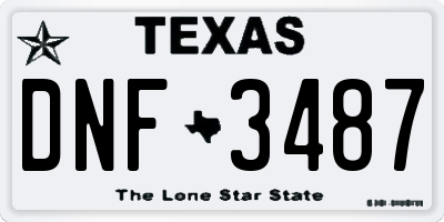 TX license plate DNF3487
