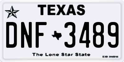 TX license plate DNF3489