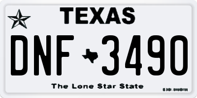 TX license plate DNF3490