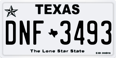 TX license plate DNF3493