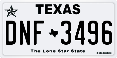 TX license plate DNF3496