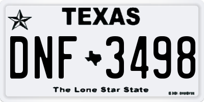 TX license plate DNF3498
