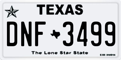 TX license plate DNF3499