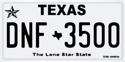 TX license plate DNF3500