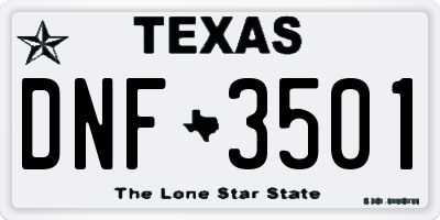 TX license plate DNF3501