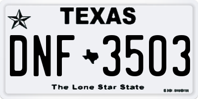 TX license plate DNF3503
