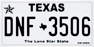 TX license plate DNF3506