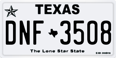 TX license plate DNF3508