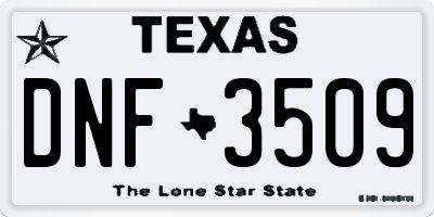 TX license plate DNF3509