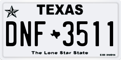 TX license plate DNF3511