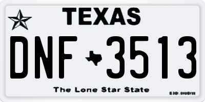 TX license plate DNF3513