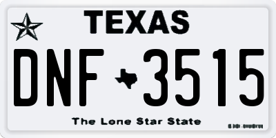 TX license plate DNF3515