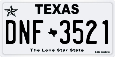 TX license plate DNF3521