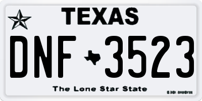 TX license plate DNF3523