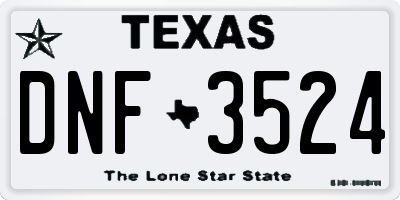 TX license plate DNF3524