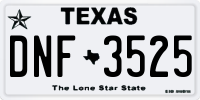 TX license plate DNF3525