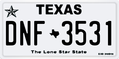TX license plate DNF3531