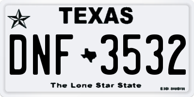 TX license plate DNF3532