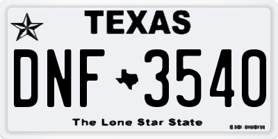 TX license plate DNF3540
