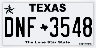 TX license plate DNF3548