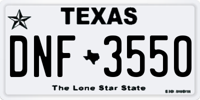 TX license plate DNF3550
