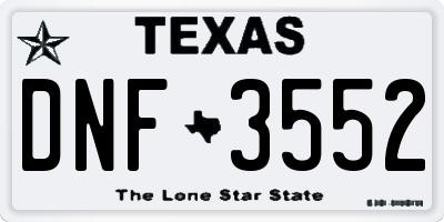 TX license plate DNF3552