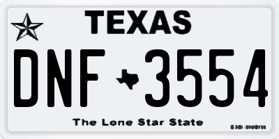 TX license plate DNF3554