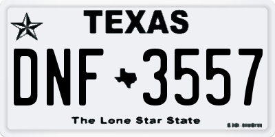 TX license plate DNF3557
