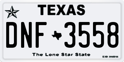 TX license plate DNF3558