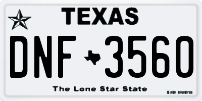 TX license plate DNF3560