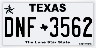 TX license plate DNF3562