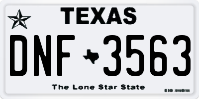 TX license plate DNF3563